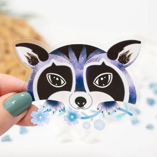 Raccoon with Flowers Sticker