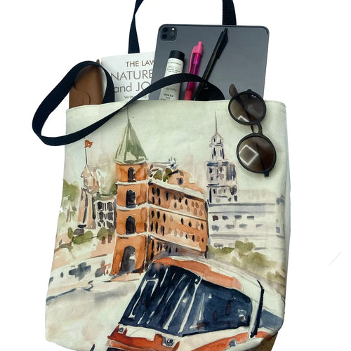 Flat Iron and Streetcar Canvas Tote Bag