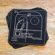 Load image into Gallery viewer, Greatest Maple Leafs Plays Leatherette Coasters (set of 4)