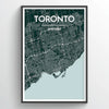 Toronto Map Print Blue/Teal