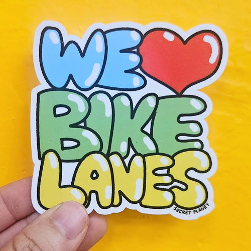 We Heart Bike Lanes Vinyl Sticker