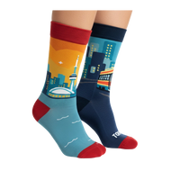 Toronto CN Tower/Streetcar Mismatched Crew Socks (Small)