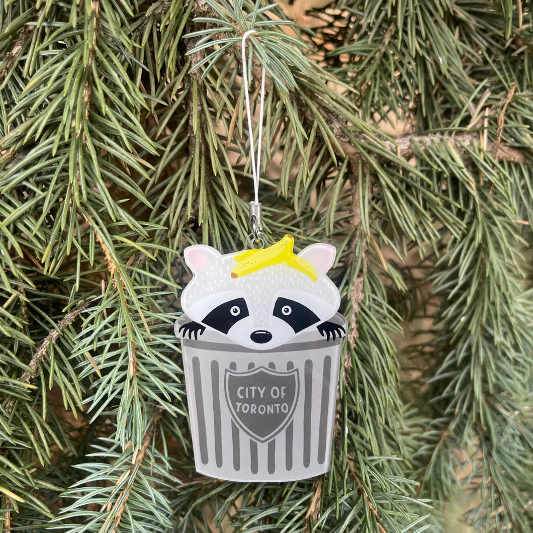 Trash Can Raccoon Acrylic Ornament