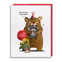 Load image into Gallery viewer, "Raccoon Ate Your Cake" Birthday Card