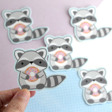 Load image into Gallery viewer, Raccoon with Donut Vinyl Sticker
