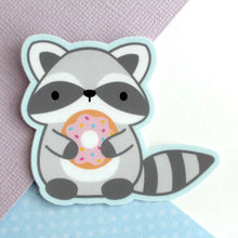 Load image into Gallery viewer, Raccoon with Donut Vinyl Sticker