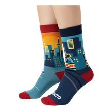 Load image into Gallery viewer, Toronto CN Tower/Streetcar Mismatched Crew Socks (Small)