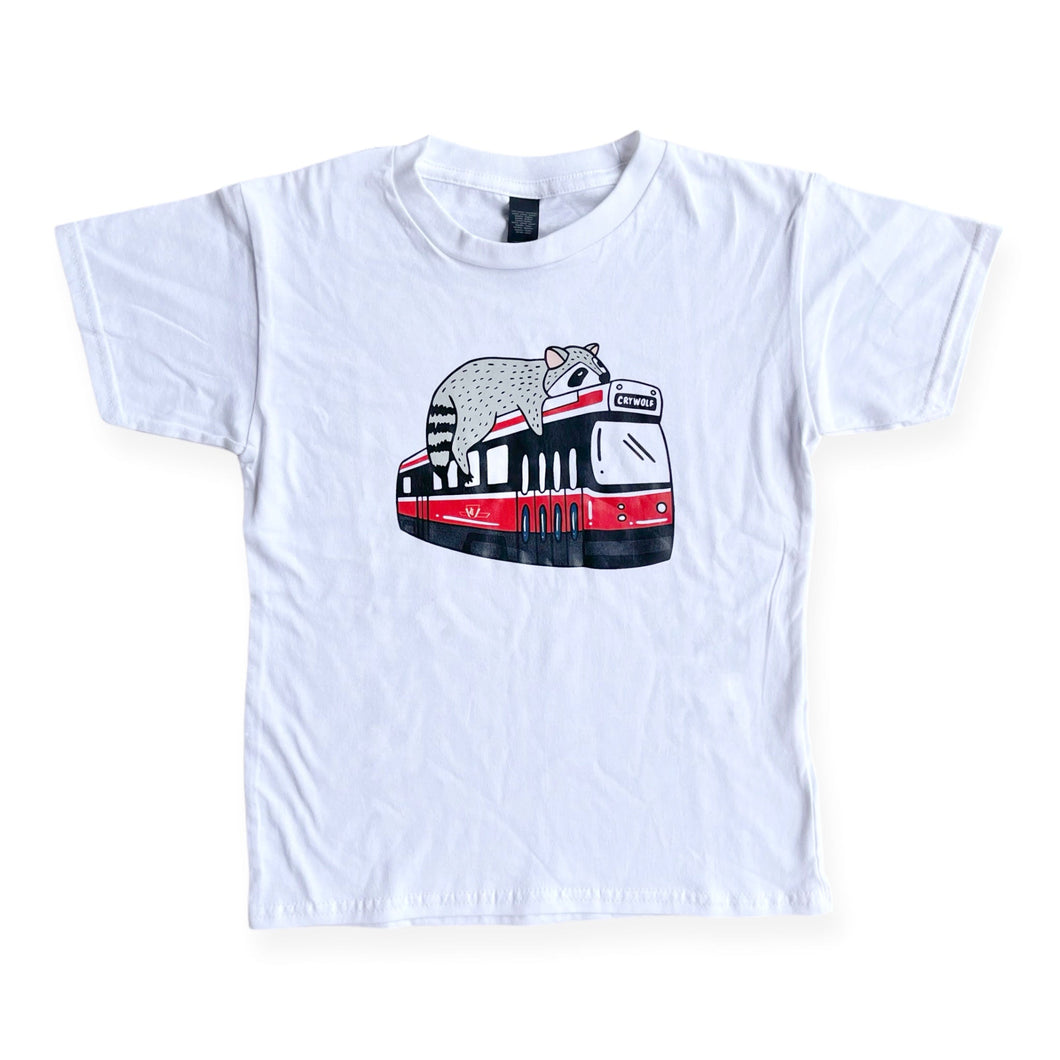 Kids Streetcar Raccoon T-shirt (Full Colour Print)