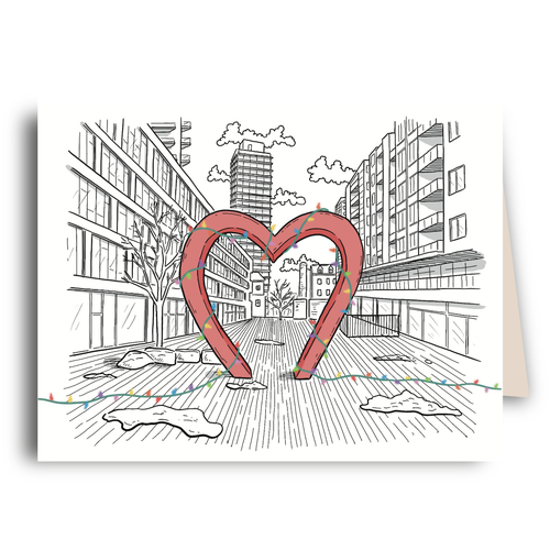 Festive Distillery District Heart Greeting Card