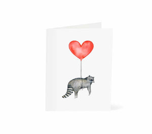 Flying Raccoon with Heart Greeting Card