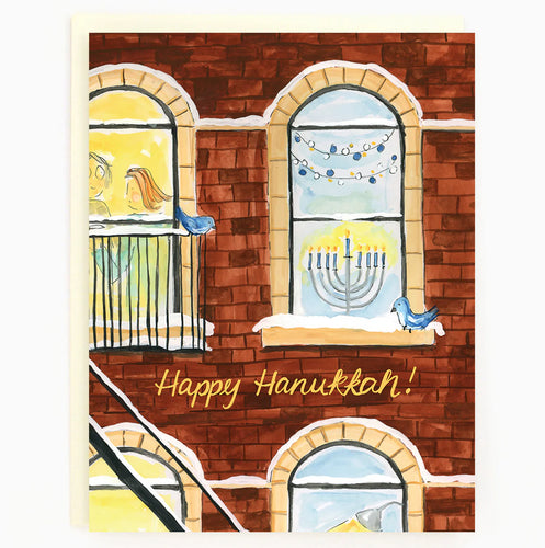 Cozy Hanukkah Window Greeting Card