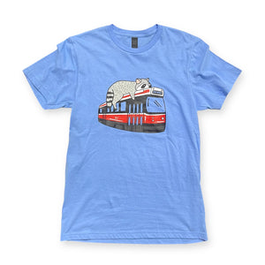 Streetcar Raccoon T-Shirt (Light Blue)