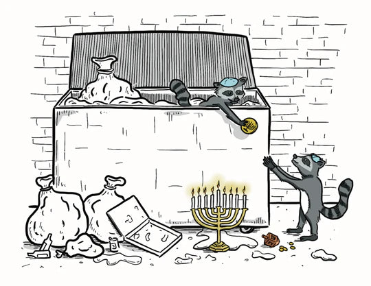 Dumpster Diving Raccoons Hanukkah Card
