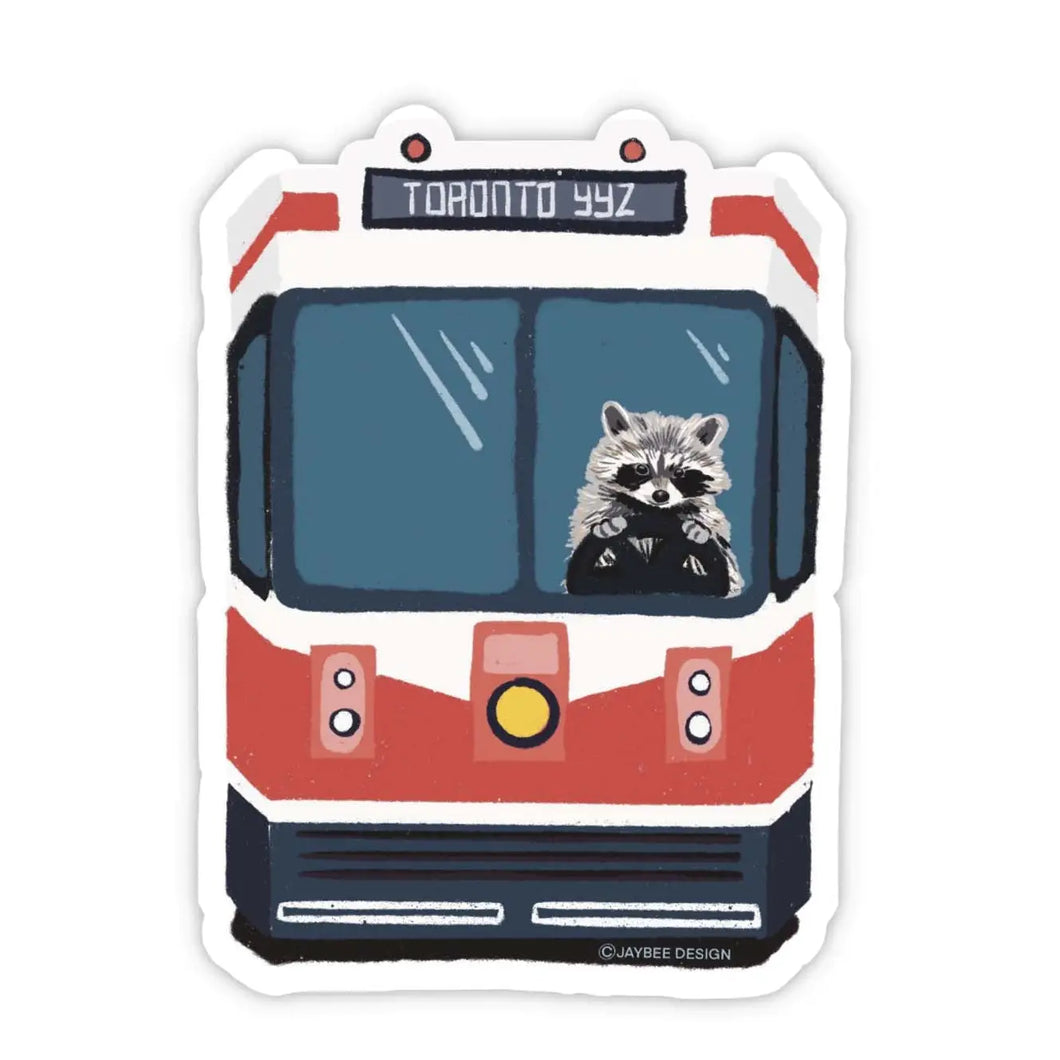 Toronto YYZ Streetcar and Raccoon Sticker