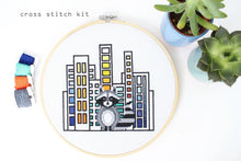Load image into Gallery viewer, Raccoon in the City Cross Stitch Kit (9 inch)