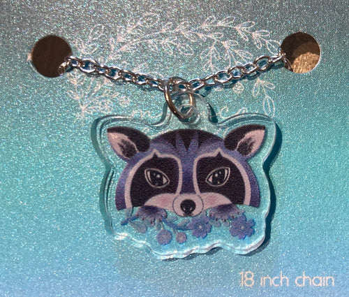 Raccoon with Flowers Necklace