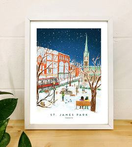 Toronto's St. James Park in Winter Art Print (12"x16")