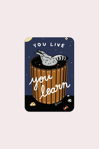 You Live You Learn Raccoon Sticker