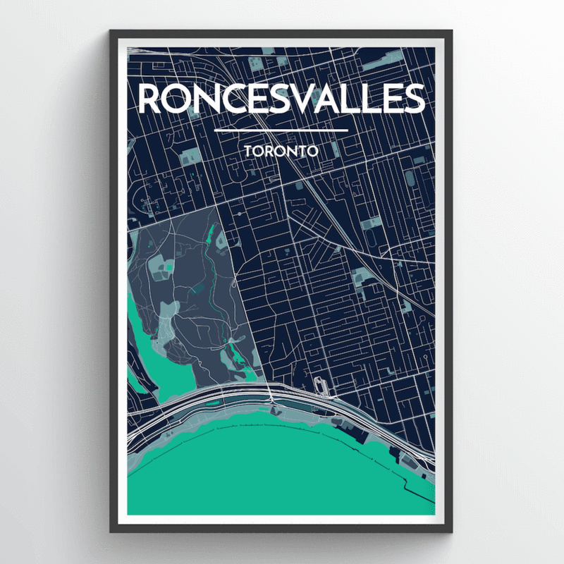 Roncesvalles Neighbourhood Map Print