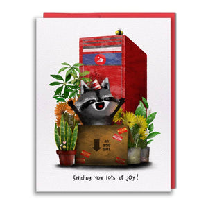 "Sending You Lots of Joy!" Raccoon Greeting Card