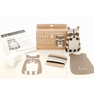 Raccoon DIY Embroidered Doll Kit