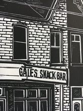 Load image into Gallery viewer, Gale&#39;s Snack Bar Linocut Print (Limited Edition)