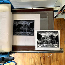 Load image into Gallery viewer, UFO Restaurant Linocut Print (Limited Edition)