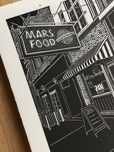 Mars Food Linocut Print (Limited Edition)