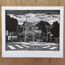 Load image into Gallery viewer, UFO Restaurant Linocut Print (Limited Edition)