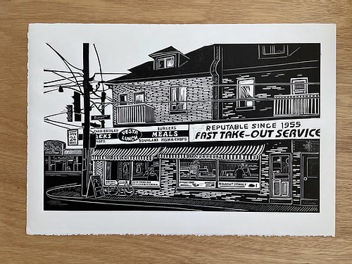 Vesta Lunch Linocut Print (Limited Edition)