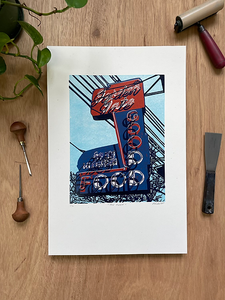 Golden Gate "The Goof" Restaurant Reduction Linocut Print (Limited Edition)