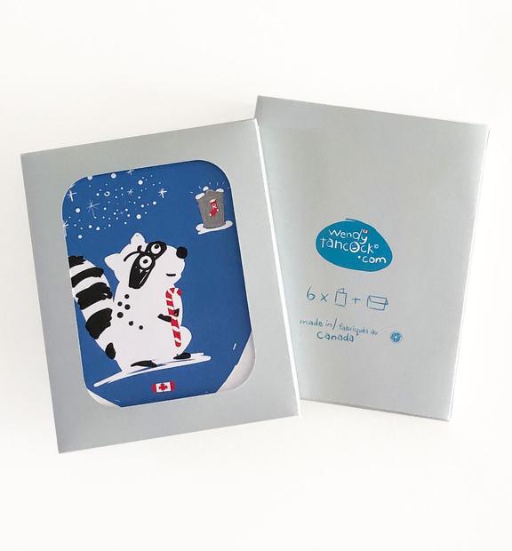 Raccoon with Christmas Stocking Greeting Card Boxed Set