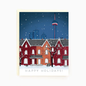 Toronto Snowy Night Holiday Greeting Card