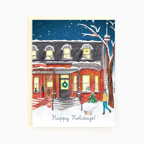 Victorian Row Houses Holiday Greeting Card