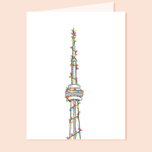 Festive Holiday CN Tower Greeting Card
