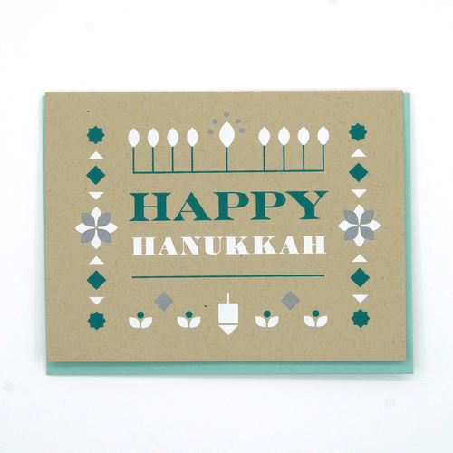 Happy Hanukkah Folk Art Greeting Card