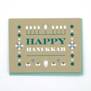 Happy Hanukkah Folk Art Greeting Card