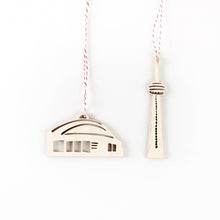 Load image into Gallery viewer, CN Tower and Dome Wooden Ornaments