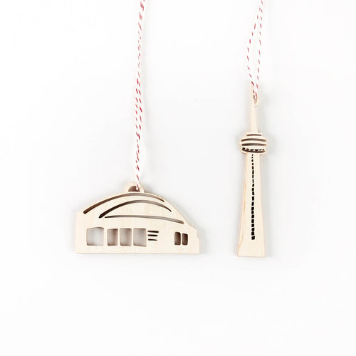 CN Tower and Dome Wooden Ornaments