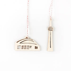 CN Tower and Dome Wooden Ornaments