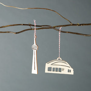 CN Tower and Dome Wooden Ornaments