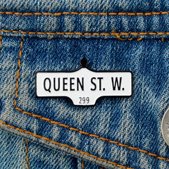 Queen St W Street Sign Lapel Pin