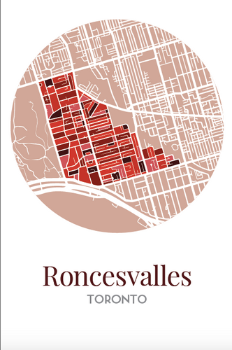 Toronto Neighbourhood Map Print: Roncesvalles