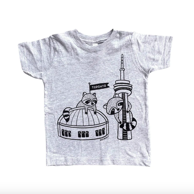 CN Tower/Skydome Raccoon Kids T-shirt