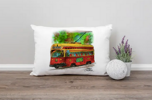 Vintage Streetcar Pillow