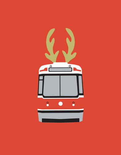 Streetcar with Antlers Christmas Card