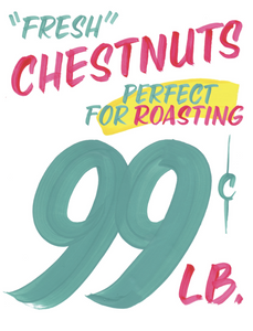 "'Fresh' Chestnuts Perfect for Roasting" Sign Painter Christmas Card