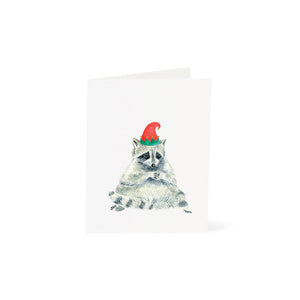 Raccoon Elf Christmas Card