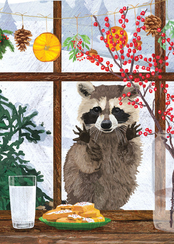 Raccoon at the Window Holiday Card