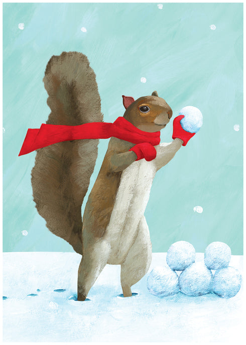 Squirrel Snowball Fight Holiday Card Boxed Set